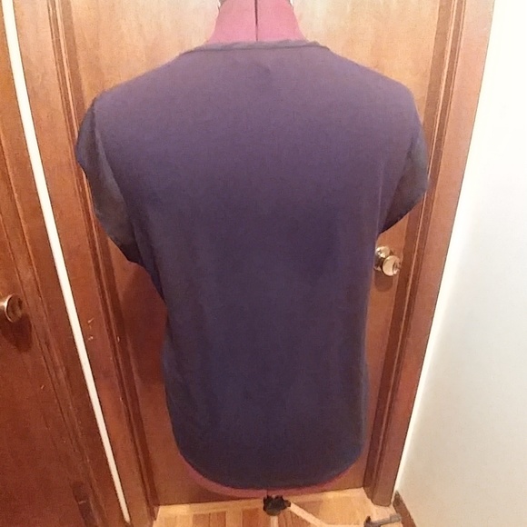 Calvin Klein Cap Sleeved Scoop Neck Navy Top - Picture 3 of 6